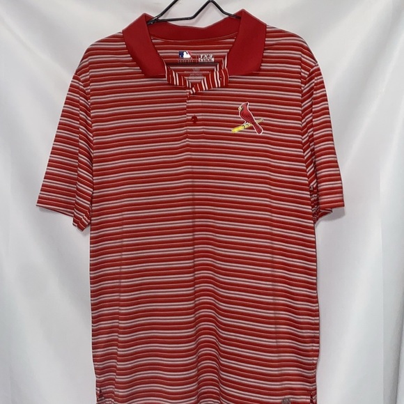 Genuine MLB Merch CARDINALS TX3 Red  White Striped Polo Shirt Size Large clean - Picture 8 of 11